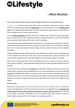 PS Lifestyle - Press Release on Lifestyle Data and Key Recommendations